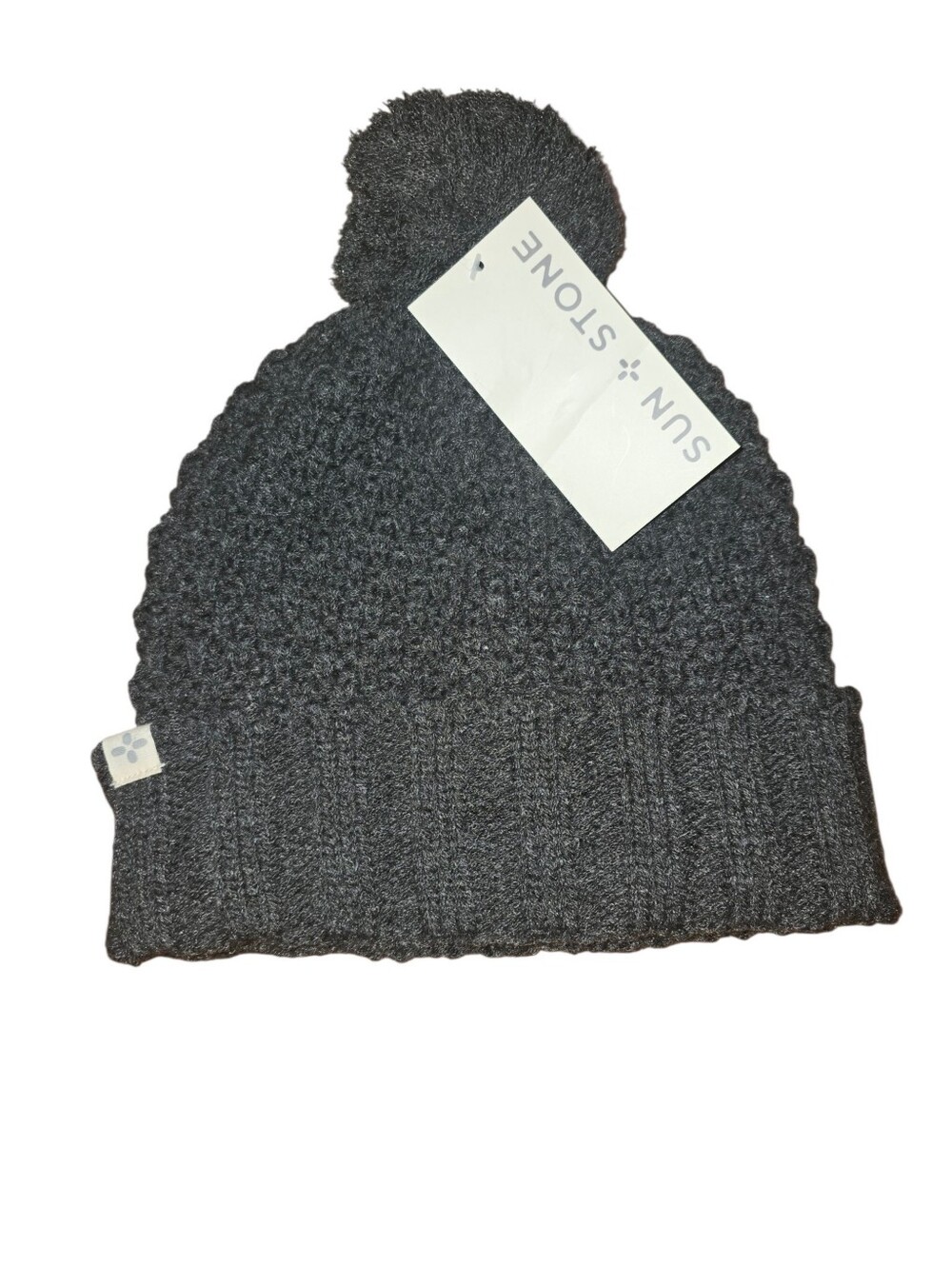 Sun + Stone Gray Knit Pom Beanie for Men